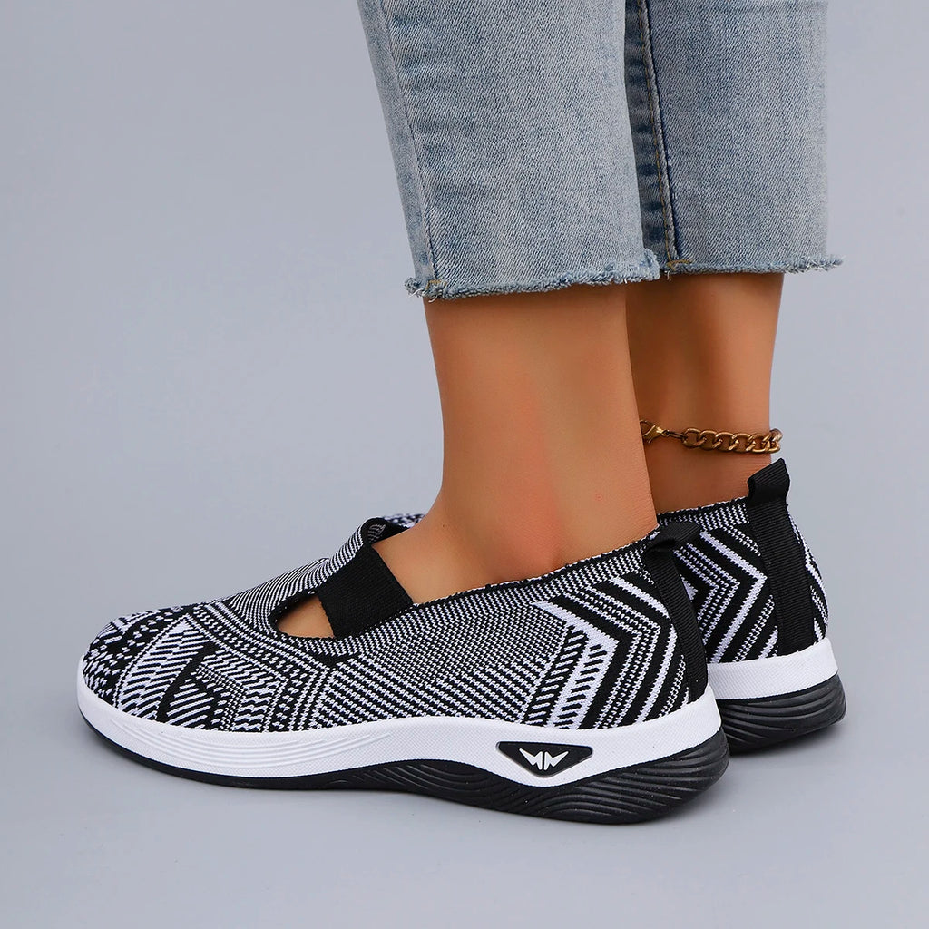Zapatillas sin cordones de algodón con diseño a rayas