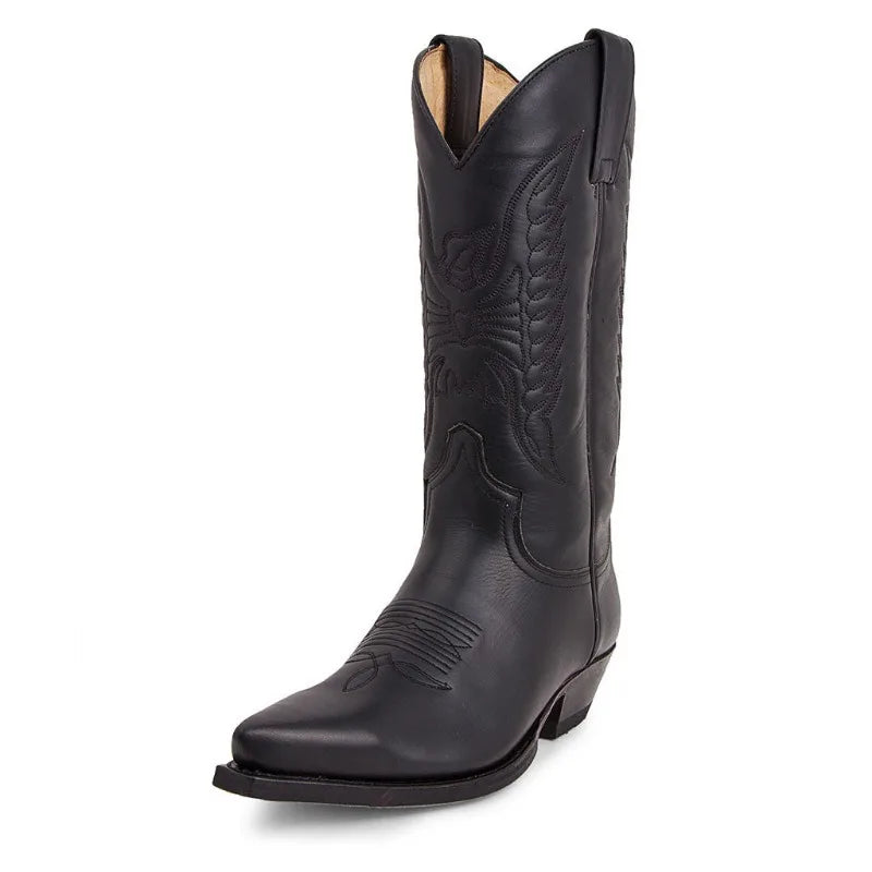 Botas texanas de punta afinada con detalles bordados