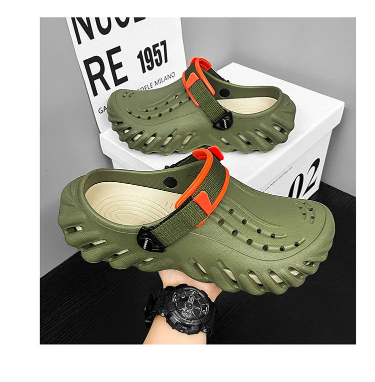 Zuecos de hombre de EVA con diseño calado y base elevada