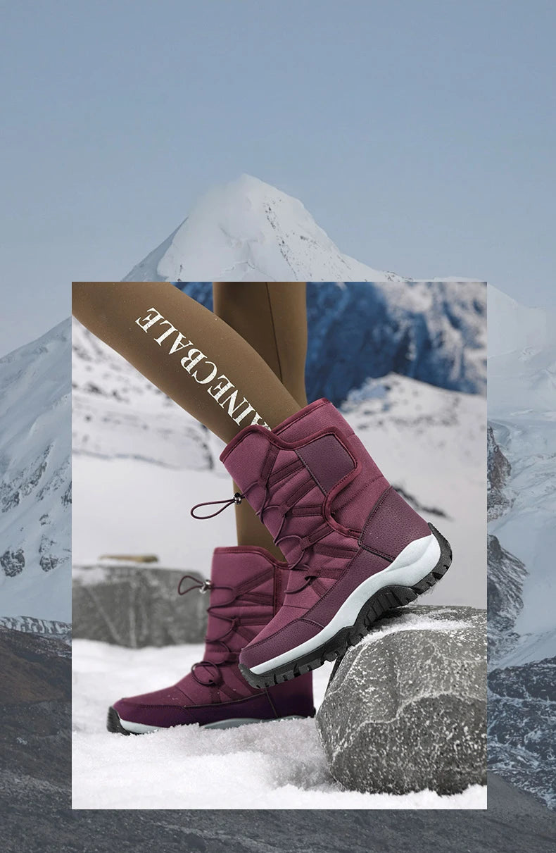 Botas de invierno de tejido elástico con interior de peluche