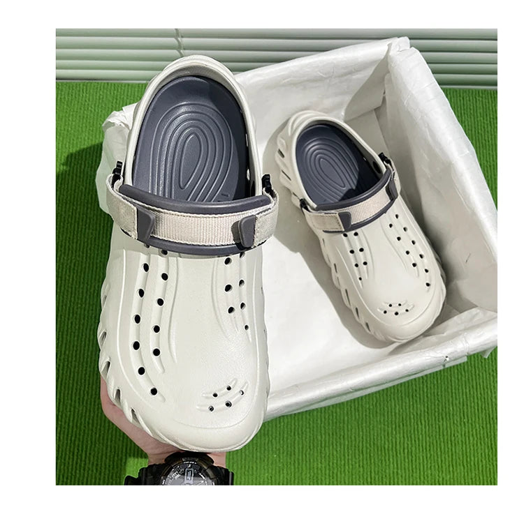 Zuecos de hombre de EVA con diseño calado y base elevada