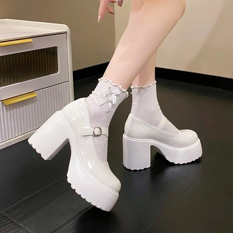 Zapatos Mary Jane con plataforma y taco cuadrado de 10 cm