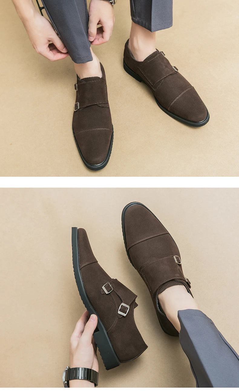 Zapatos monk de doble hebilla con punta cuadrada