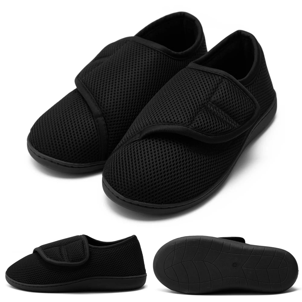 Zapatillas amplias con abrojo e interior de peluche