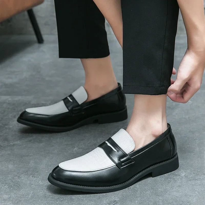 Mocasines penny de PU con textura tipo cocodrilo