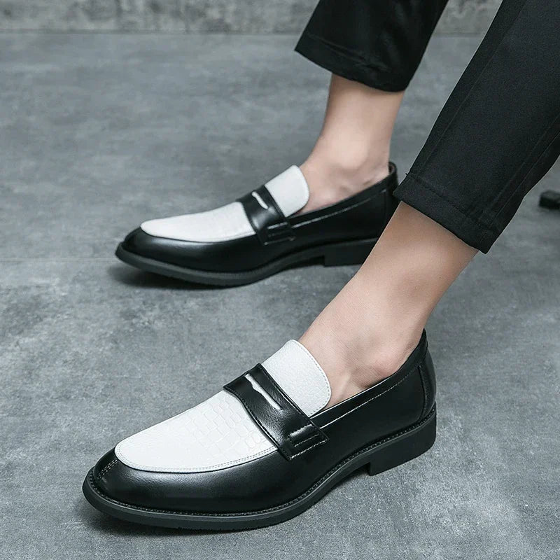 Mocasines penny de PU con textura tipo cocodrilo