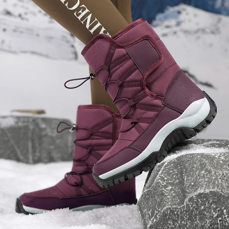 Botas de invierno de tejido elástico con interior de peluche