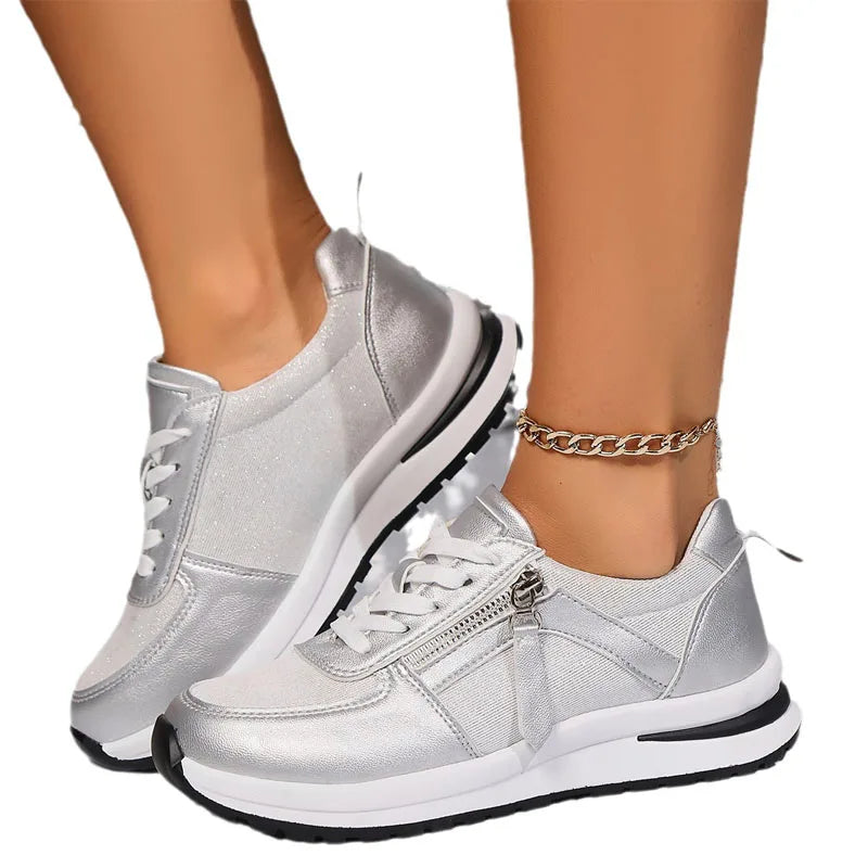 Zapatillas de mujer acordonadas con forro de malla
