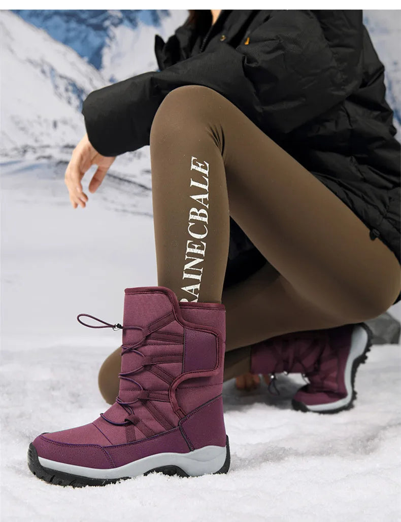 Botas de invierno de tejido elástico con interior de peluche