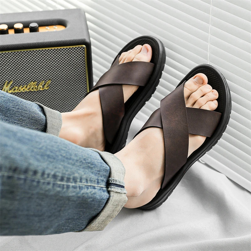 Sandalias de tiras para hombre con suela de goma
