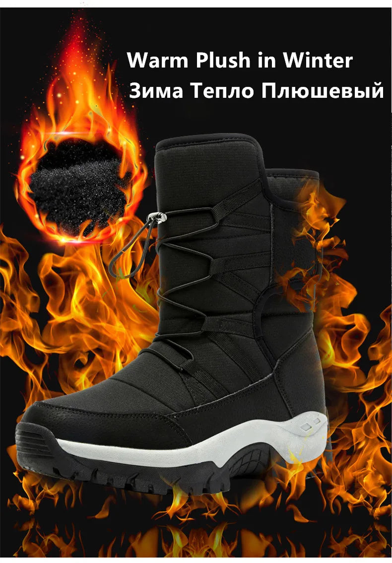 Botas de invierno de tejido elástico con interior de peluche