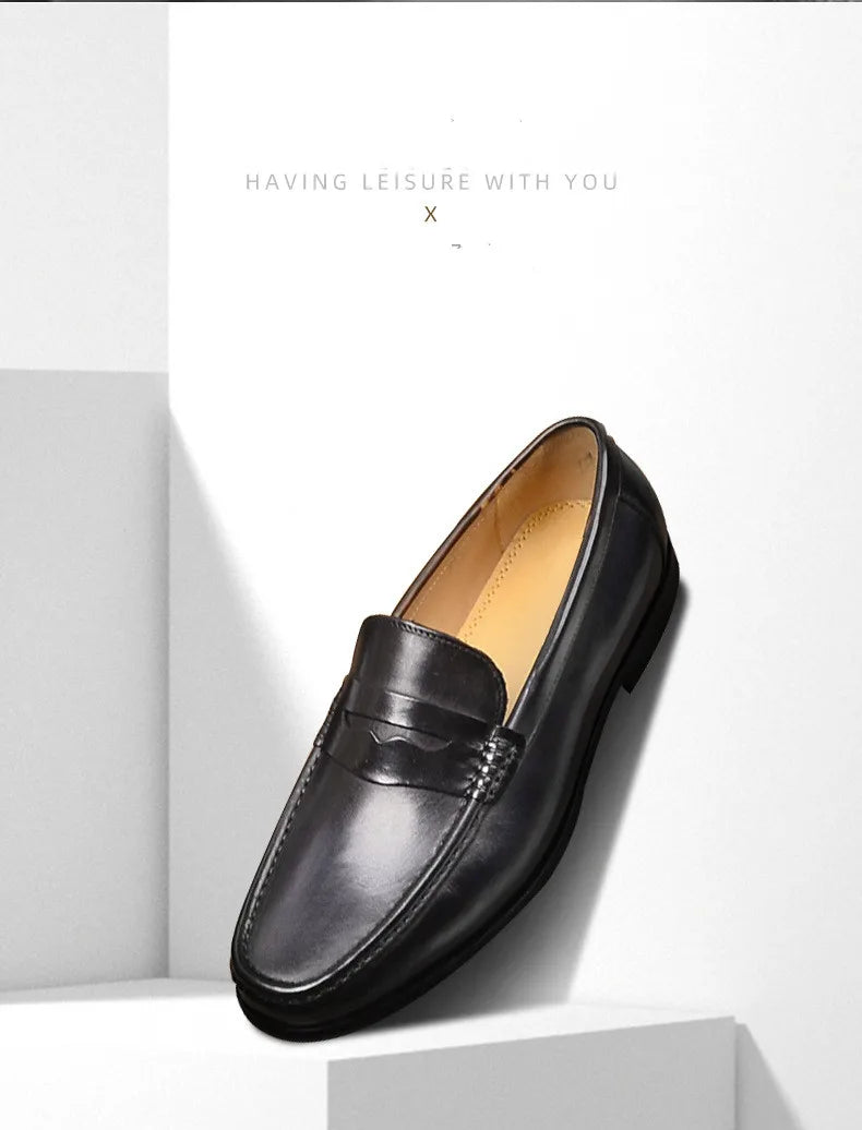 Mocasines penny de cuero con forro de gamuza