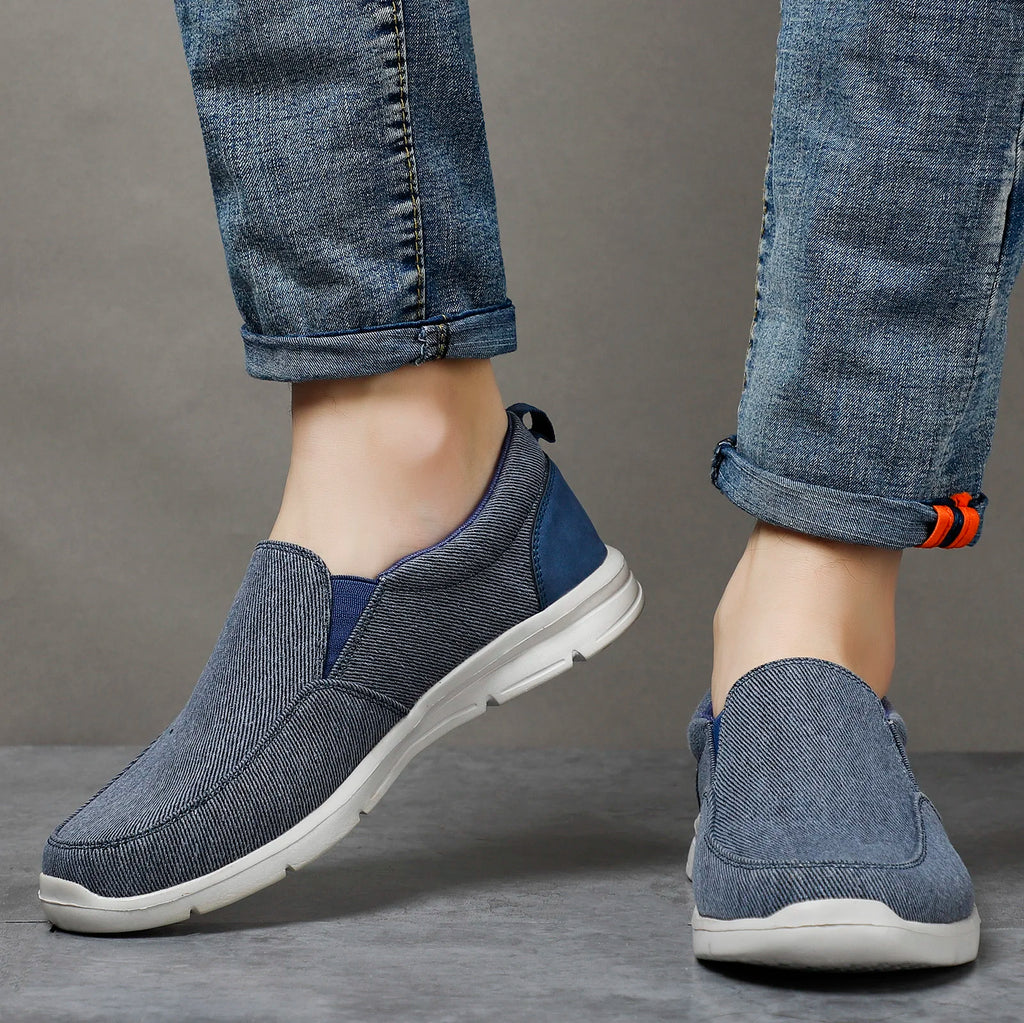 Zapatillas de lona para hombre sin cordones y punta redonda