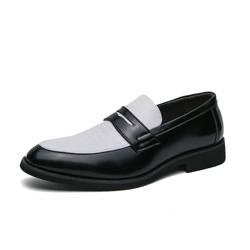 Mocasines penny de PU con textura tipo cocodrilo