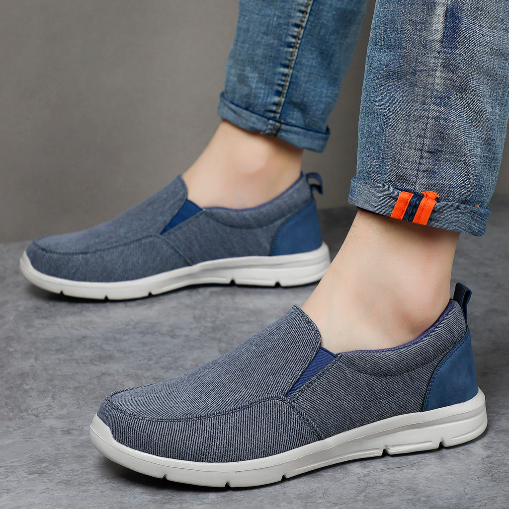 Zapatillas de lona para hombre sin cordones y punta redonda