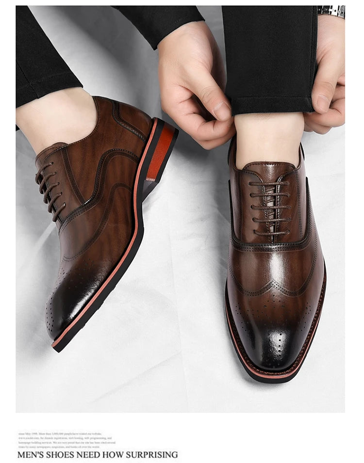 Zapatos Derby de PU con picado brogue
