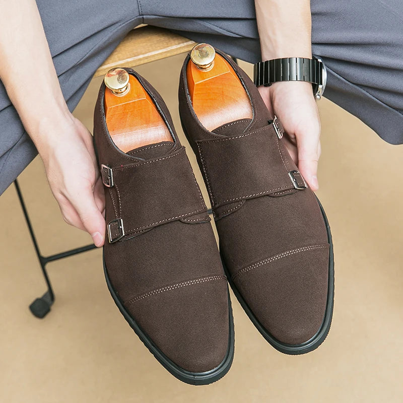 Zapatos monk de doble hebilla con punta cuadrada