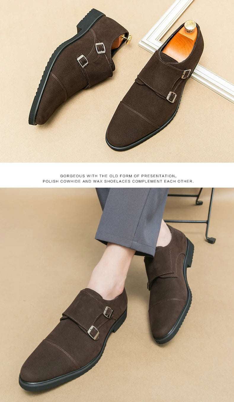 Zapatos monk de doble hebilla con punta cuadrada
