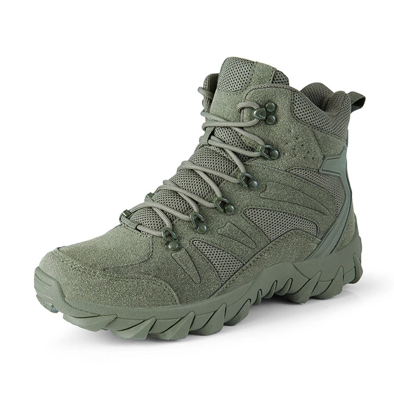 Borcegos de trekking de cuero con ajuste por cordones