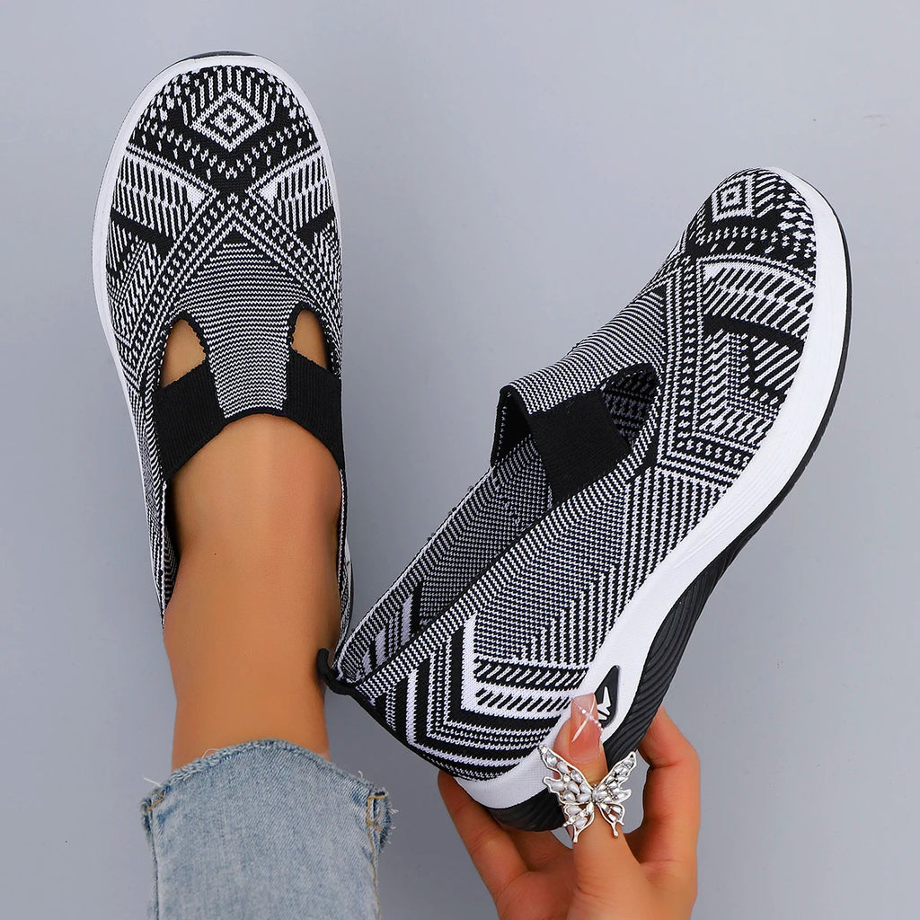 Zapatillas sin cordones de algodón con diseño a rayas