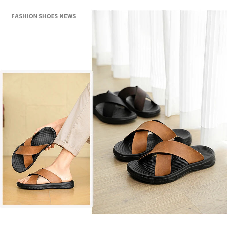 Sandalias de tiras para hombre con suela de goma