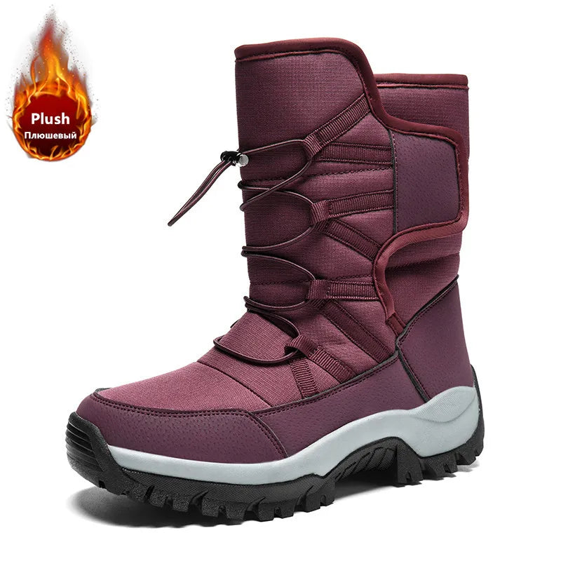 Botas de invierno de tejido elástico con interior de peluche