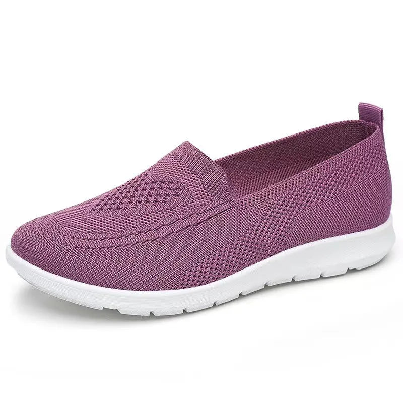 Zapatillas de mujer de malla con construcción cosida
