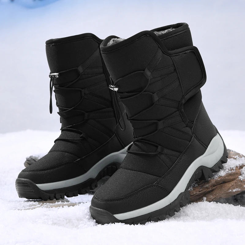 Botas de invierno de tejido elástico con interior de peluche