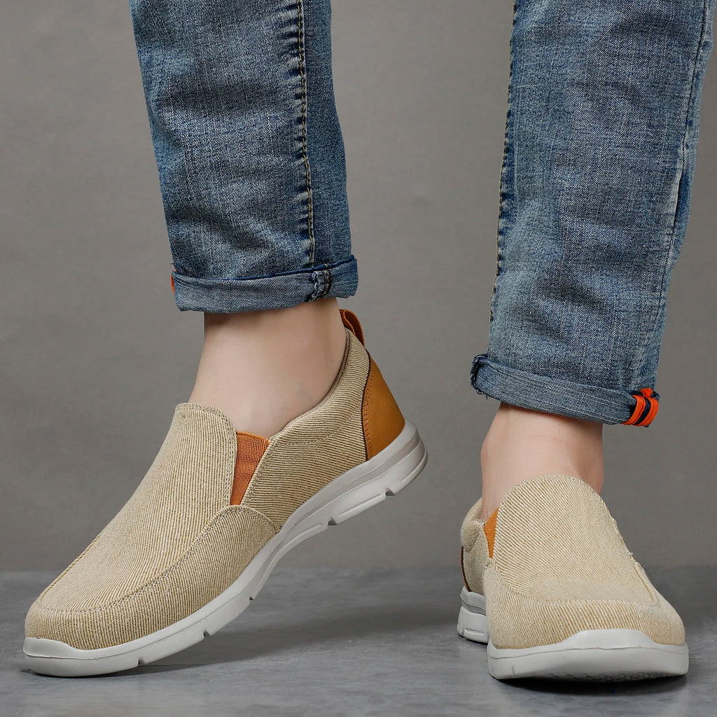 Zapatillas de lona para hombre sin cordones y punta redonda