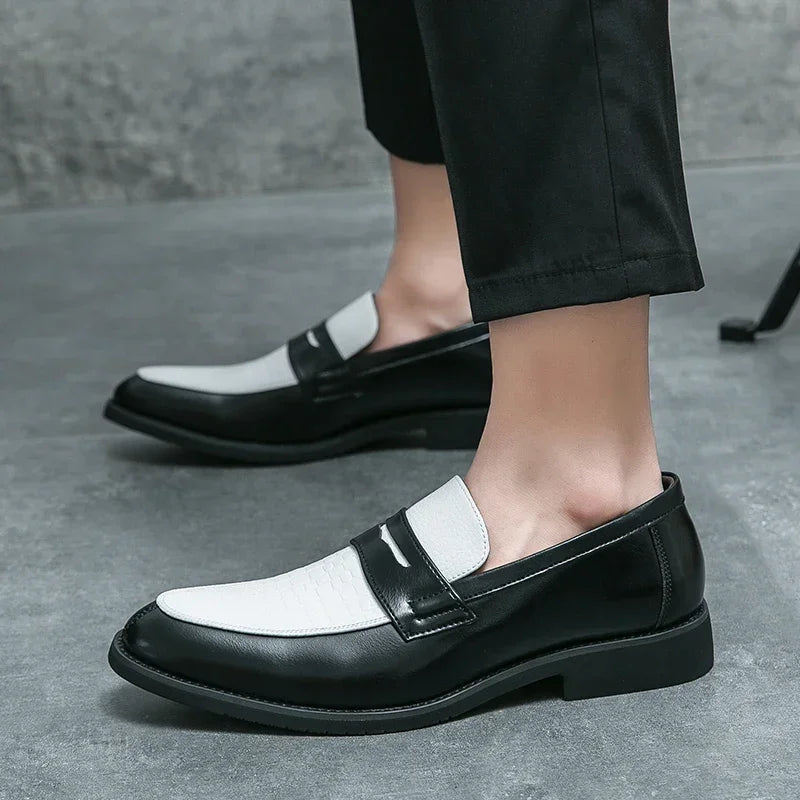 Mocasines penny de PU con textura tipo cocodrilo