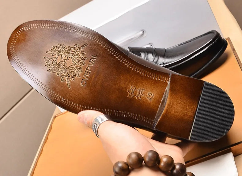 Mocasines penny de cuero con forro de gamuza