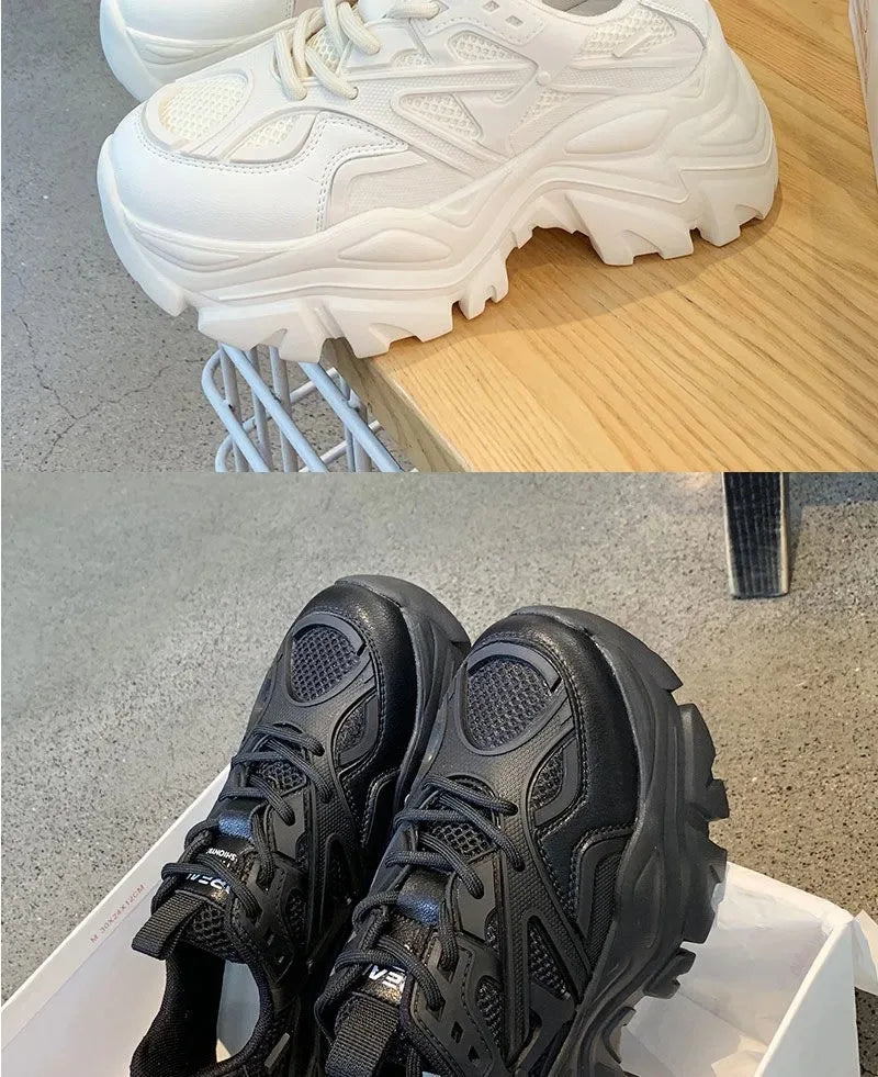 Zapatillas de mujer con plataforma y capellada de malla