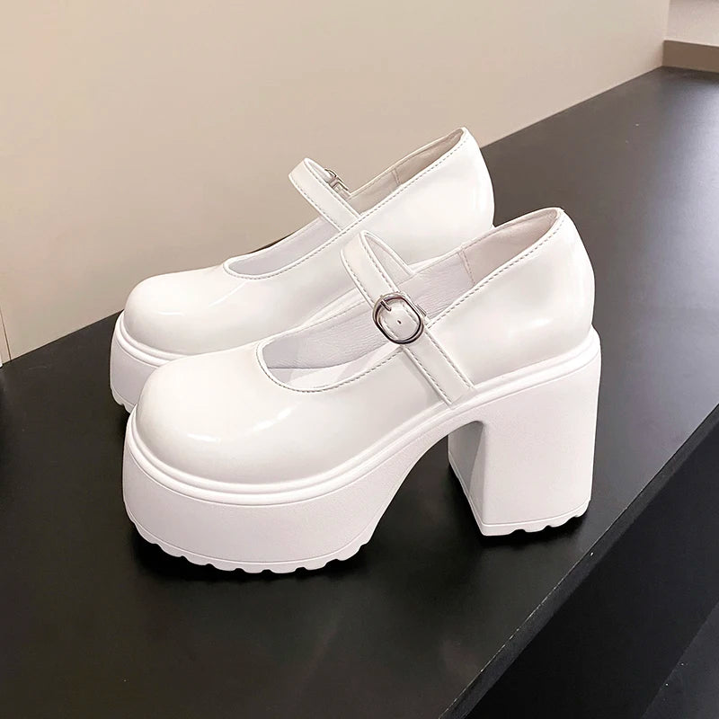 Zapatos Mary Jane con plataforma y taco cuadrado de 10 cm