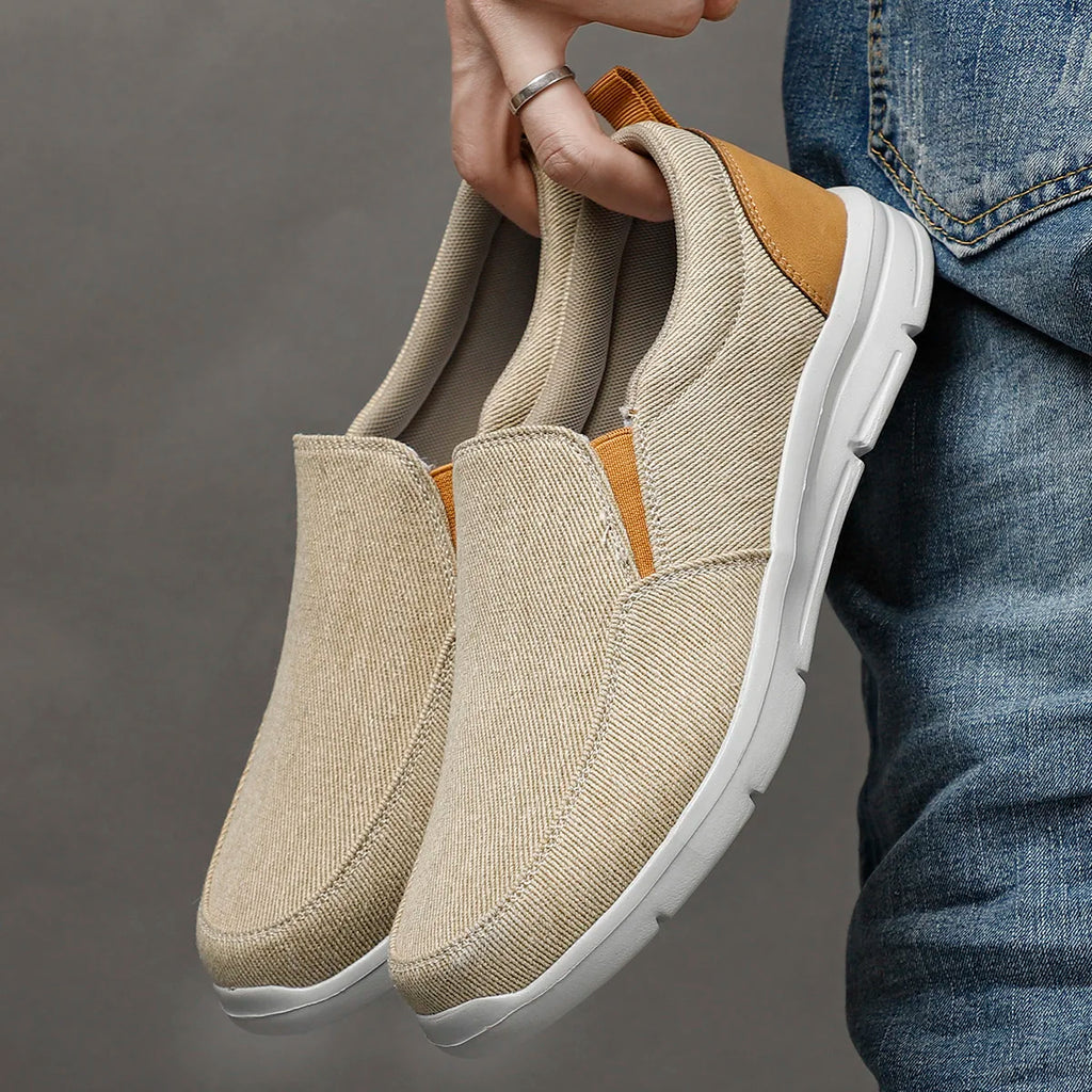 Zapatillas de lona para hombre sin cordones y punta redonda