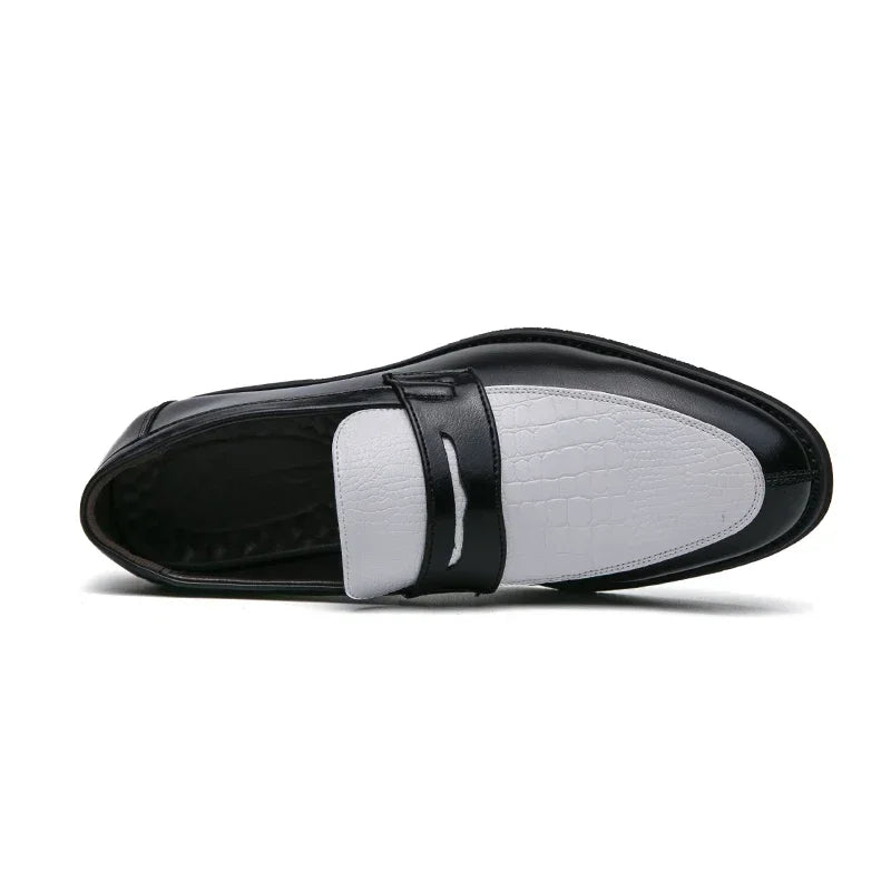 Mocasines penny de PU con textura tipo cocodrilo