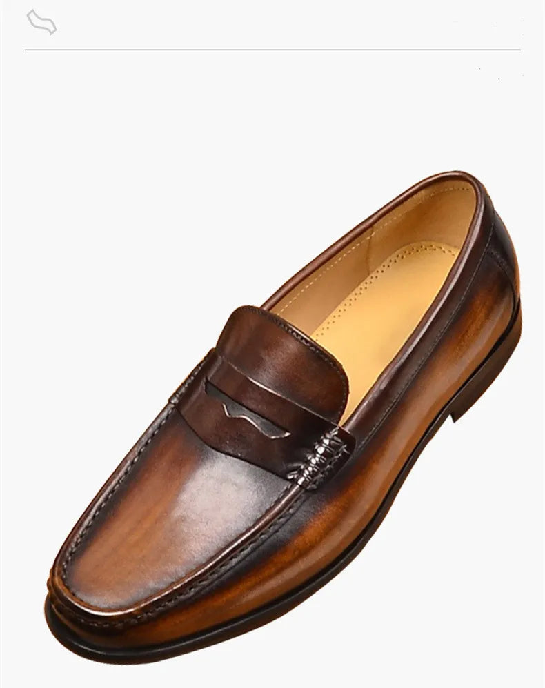 Mocasines penny de cuero con forro de gamuza