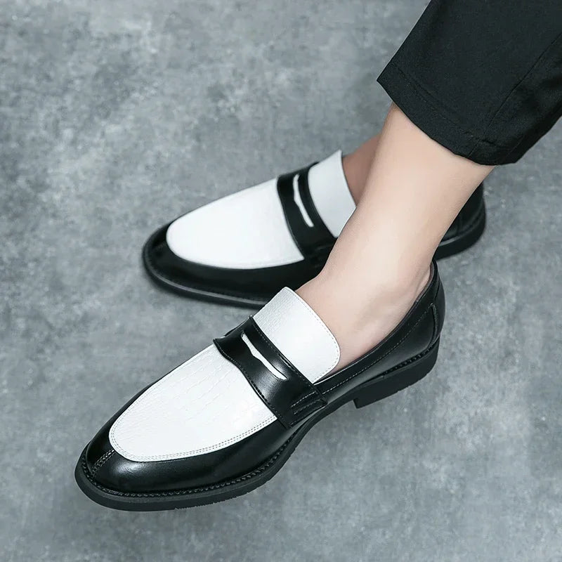 Mocasines penny de PU con textura tipo cocodrilo
