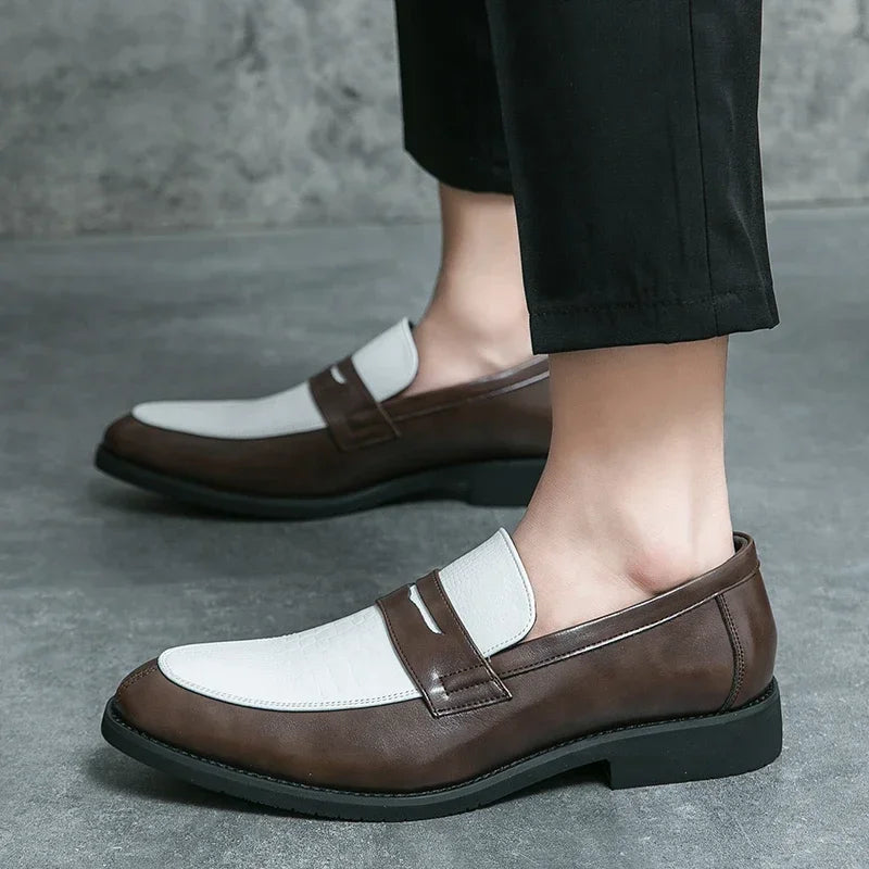 Mocasines penny de PU con textura tipo cocodrilo