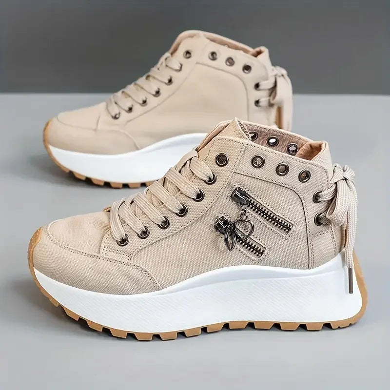 Zapatillas casuales de mujer en PU con base baja