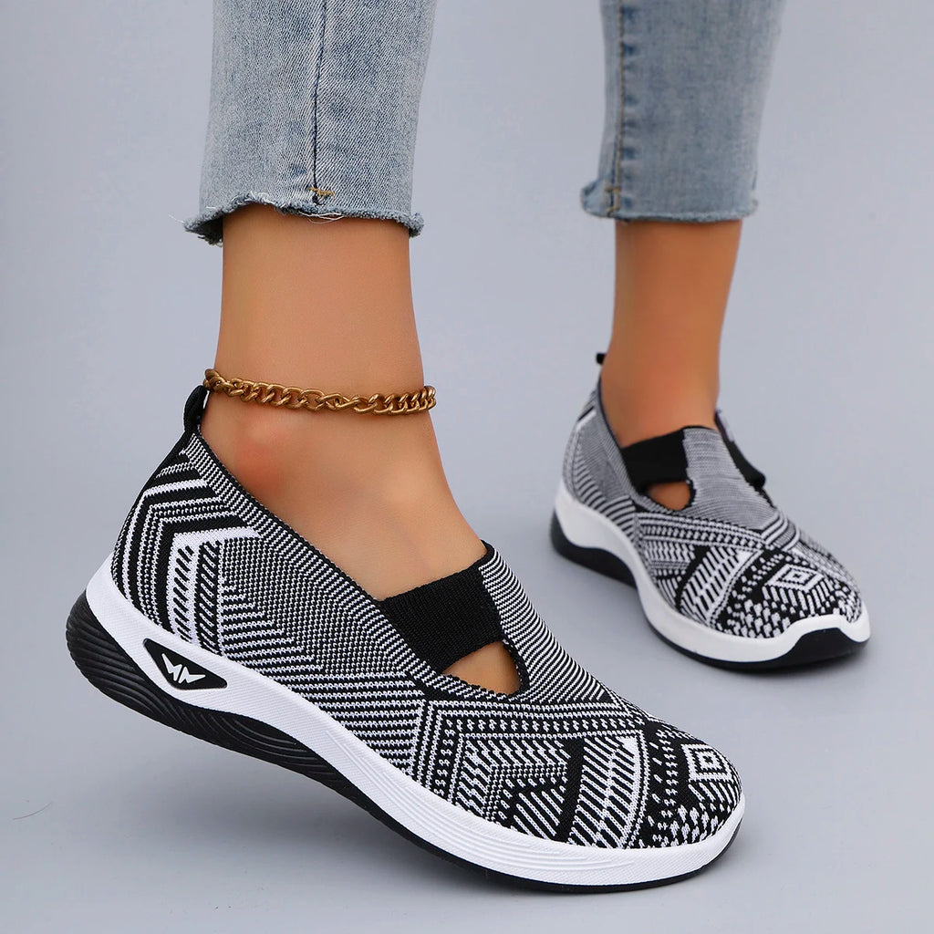 Zapatillas sin cordones de algodón con diseño a rayas