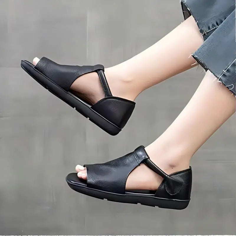 Sandalias de mujer con abrojo, tira en T y punta abierta