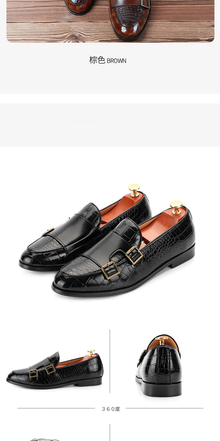 Zapatos de vestir de hombre con doble hebilla y punta fina