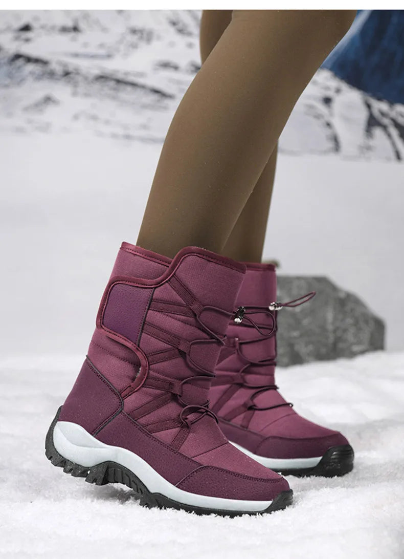 Botas de invierno de tejido elástico con interior de peluche
