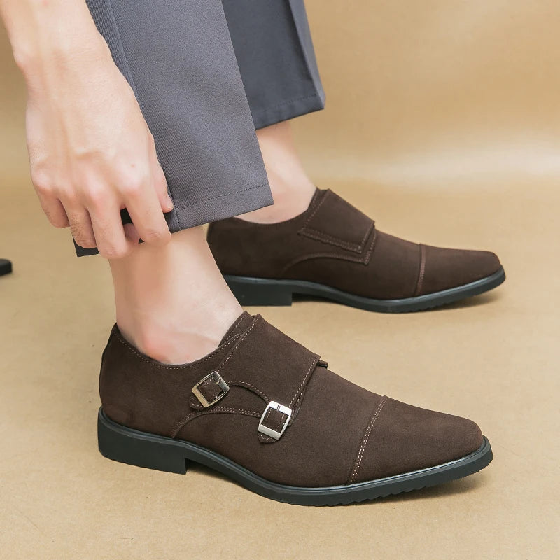 Zapatos monk de doble hebilla con punta cuadrada