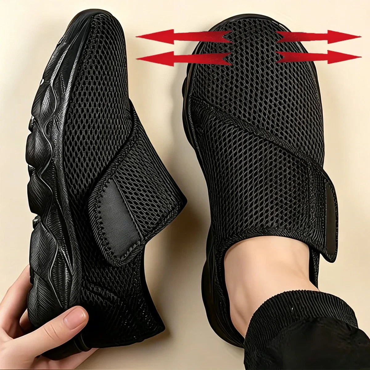 Zapatillas bajas de poliéster con ajuste de abrojo