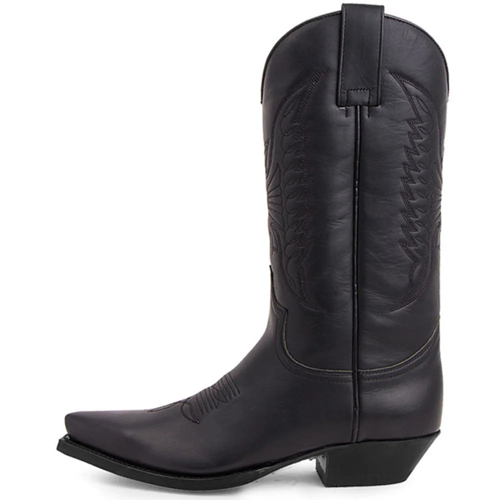 Botas texanas de punta afinada con detalles bordados