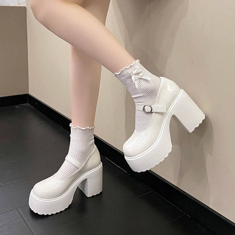 Zapatos Mary Jane con plataforma y taco cuadrado de 10 cm