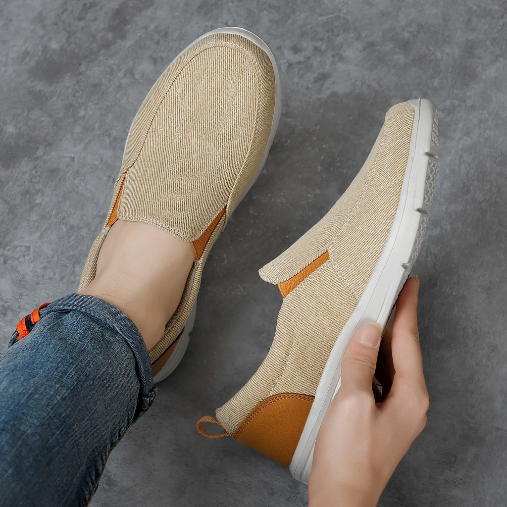 Zapatillas de lona para hombre sin cordones y punta redonda