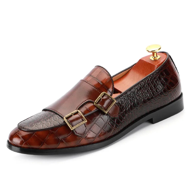 Zapatos de vestir de hombre con doble hebilla y punta fina