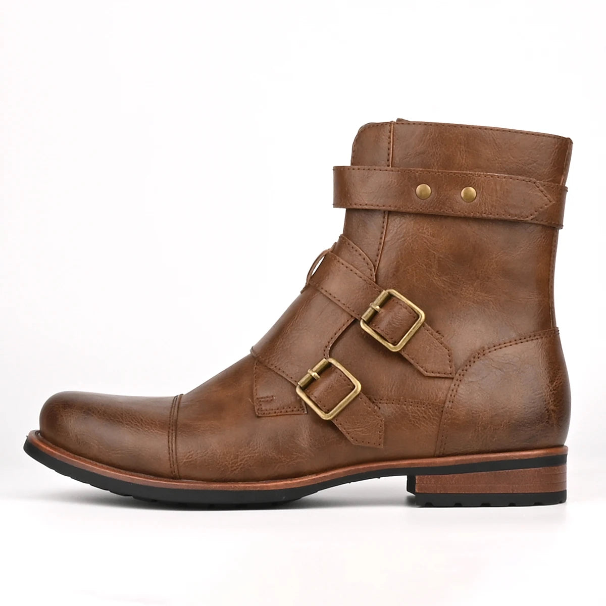 Botas de hombre con cierre lateral y hebilla de estilo retro